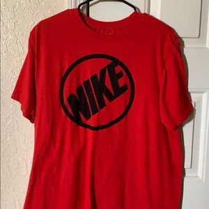 Red Nike Shirt With Black Logo